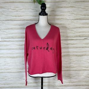 Wooden Ships Saturday Loose Knit Pink Beachy Dolman Sweater